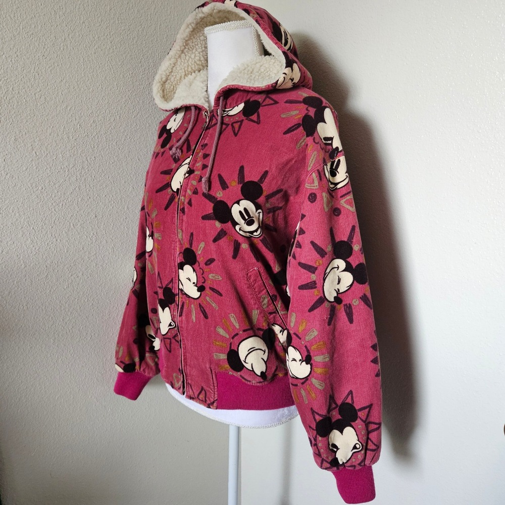Vintage Poppins Disney Mickey Mouse Corduroy Sherpa Hooded Jacket